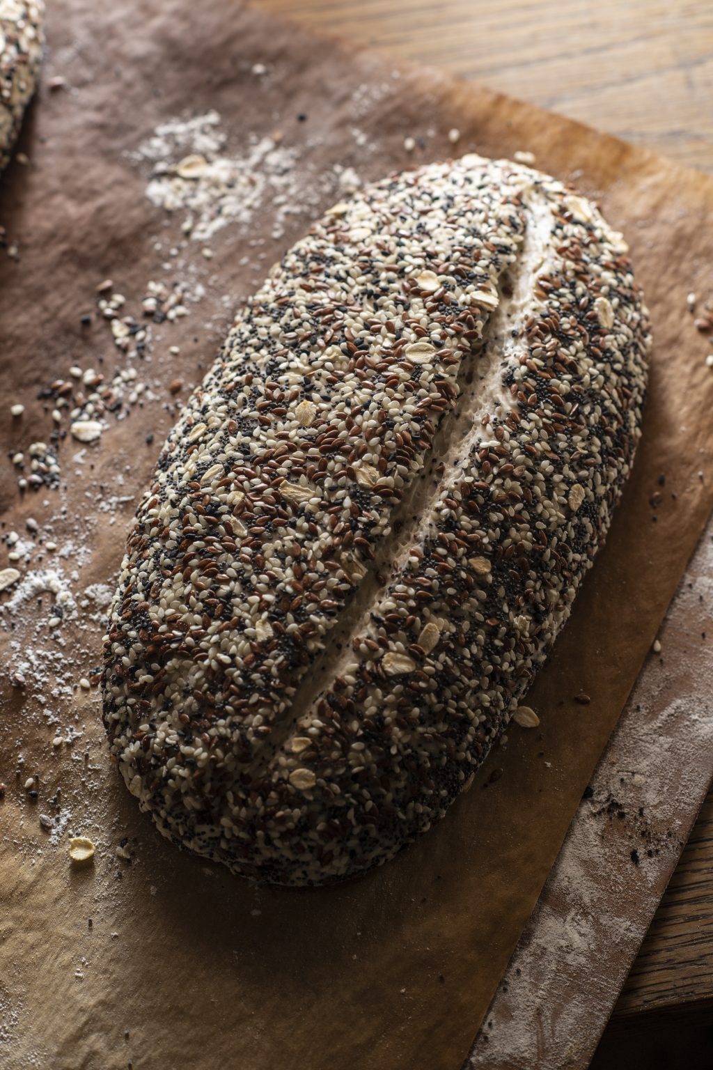 Nutritious multi-seed sourdough bread, featuring a medley of seeds for a wholesome and flavorful loaf